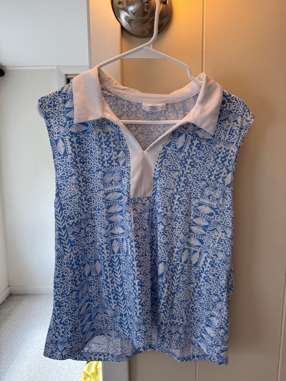 Sigrid Olsen Blue & White Sleeveless Polo
